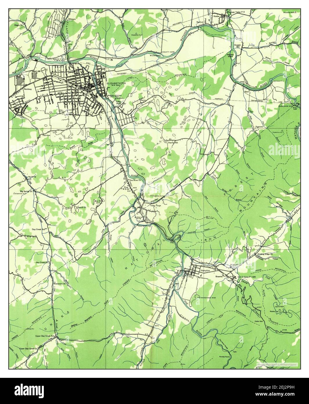 Elizabethton, Tennessee, map 1935, 124000, United States of America by