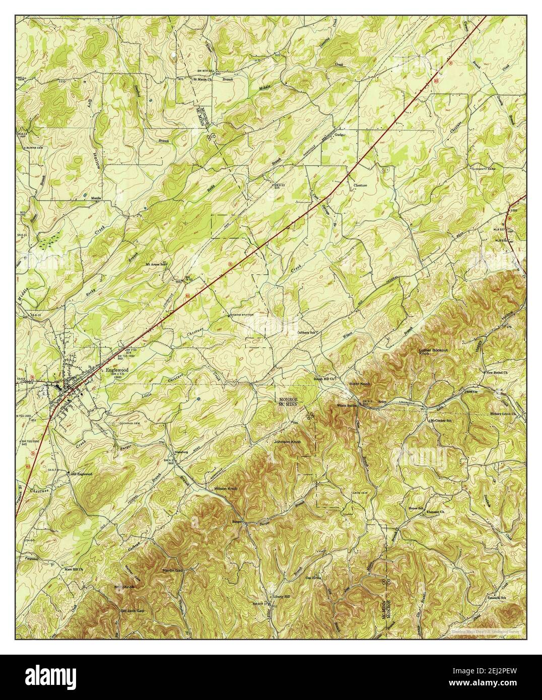 Englewood, Tennessee, map 1945, 124000, United States of America by