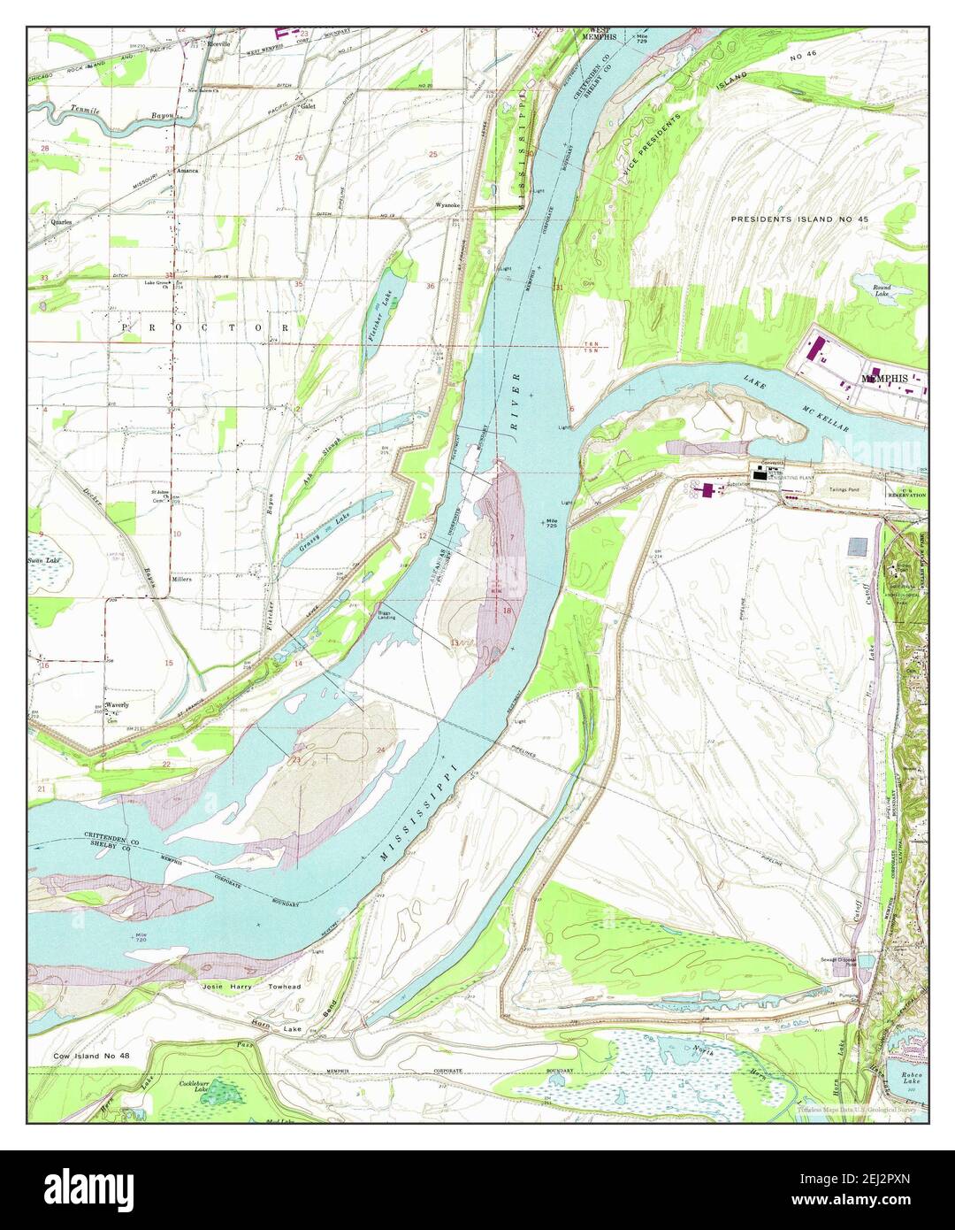 Fletcher Lake, Tennessee, map 1966, 124000, United States of America