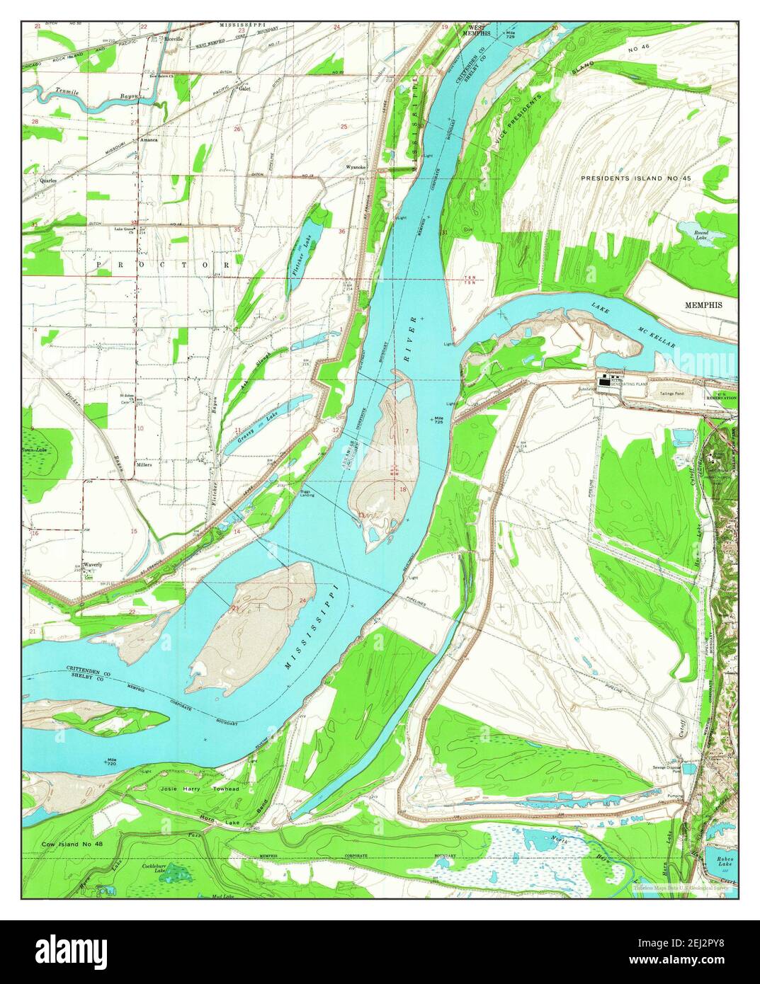 Fletcher Lake, Tennessee, map 1966, 124000, United States of America