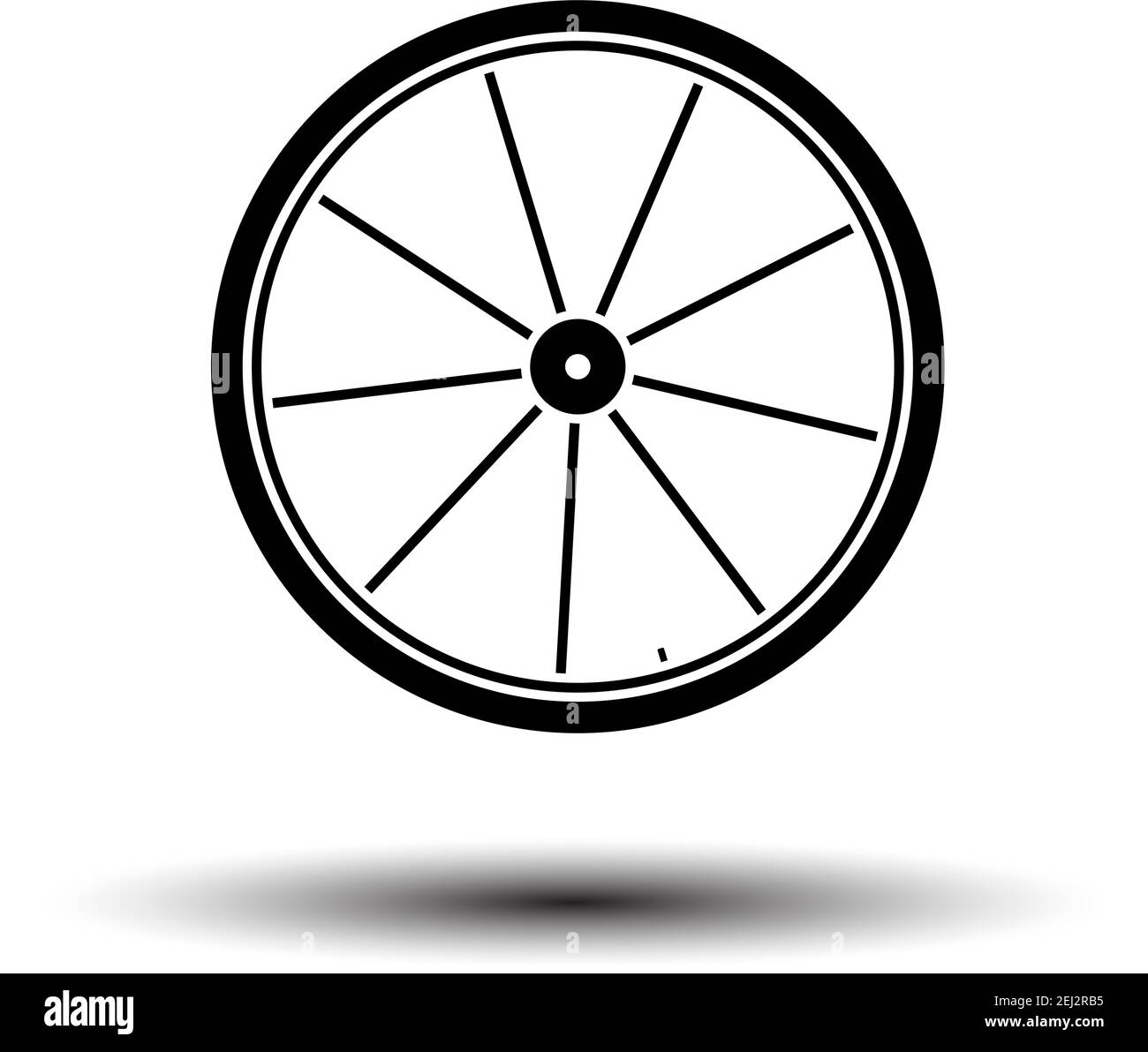 Bike Wheel Icon. Black on White Background With Shadow. Vector