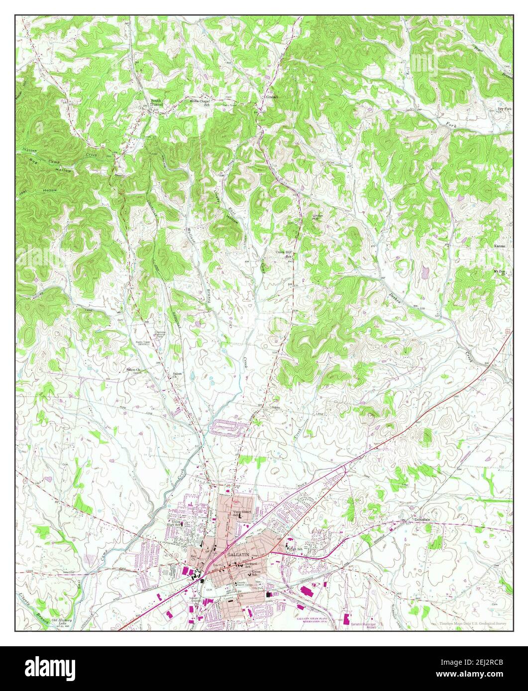 Gallatin, Tennessee, map 1955, 124000, United States of America by Timeless Maps, data U.S