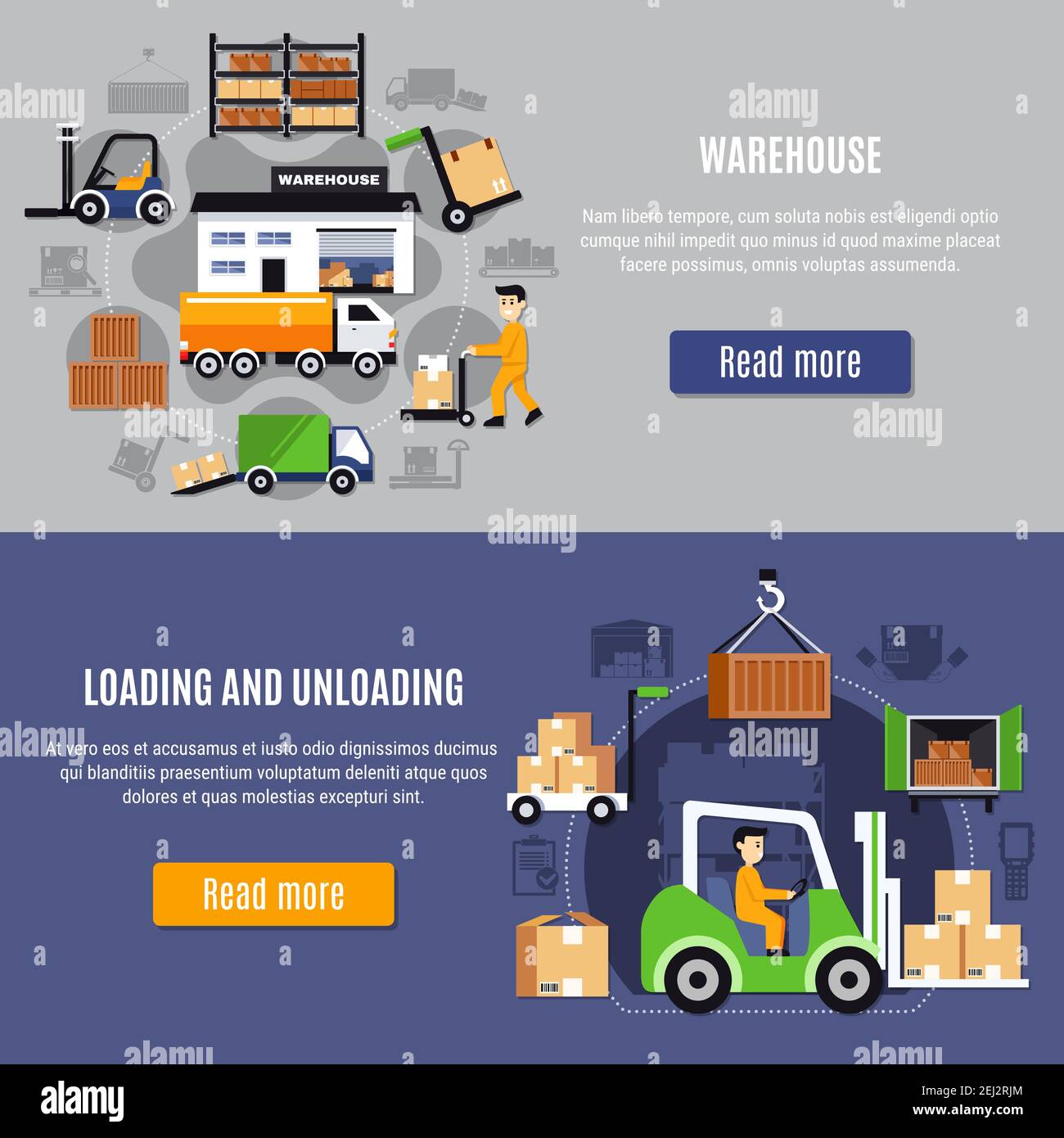 Forklift truck loading unloading shipping Stock Vector Images - Alamy