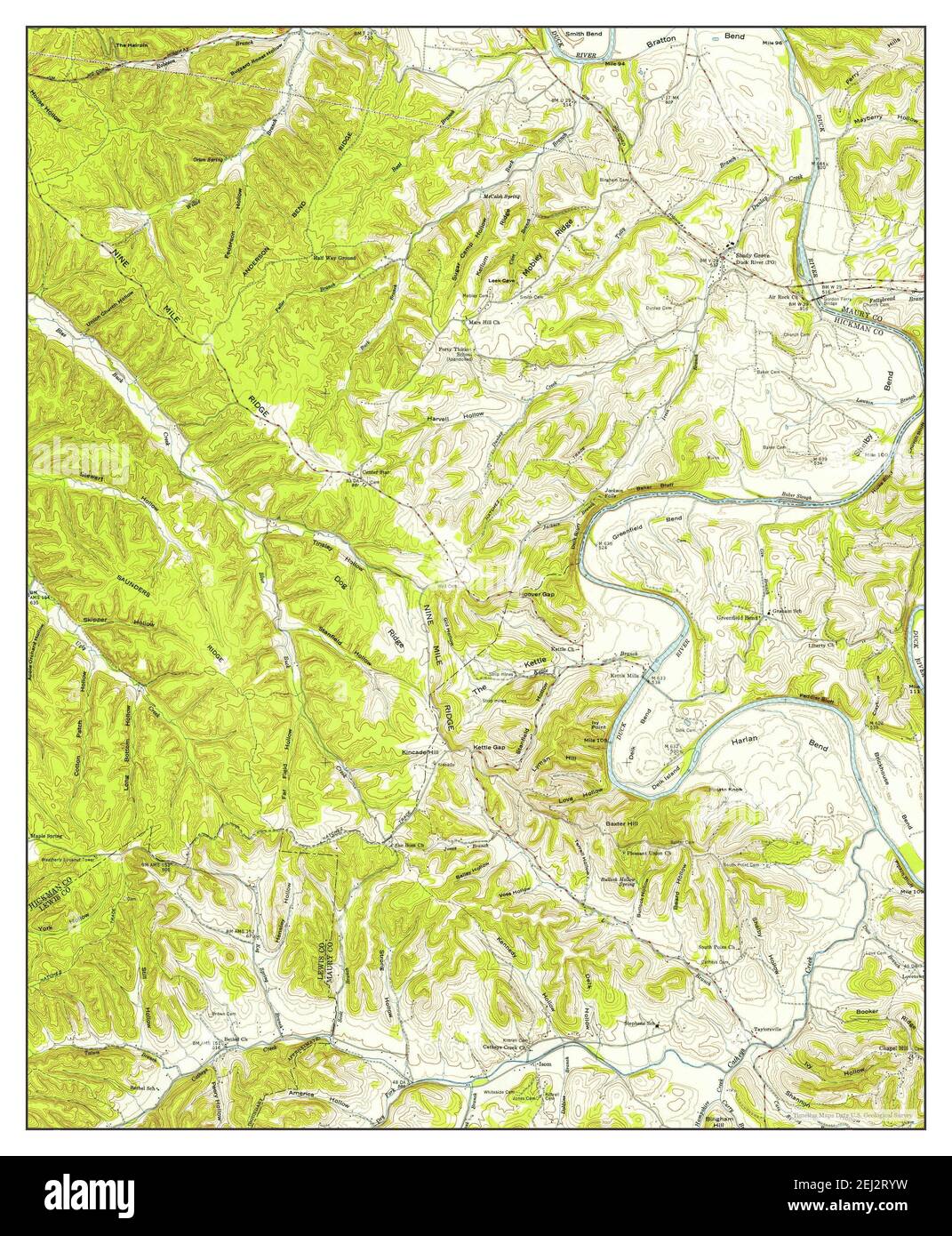 Greenfield Bend, Tennessee, map 1951, 124000, United States of America