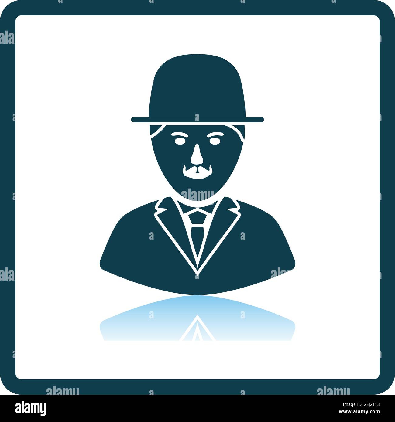 Detective Icon. Square Shadow Reflection Design. Vector Illustration. Stock Vector
