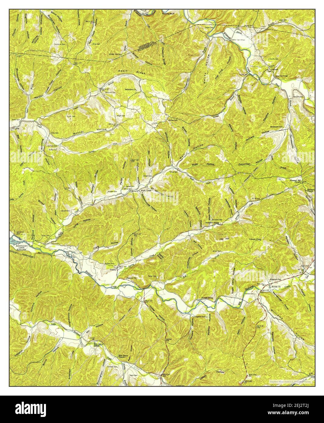 Halls Creek, Tennessee, map 1950, 124000, United States of America by