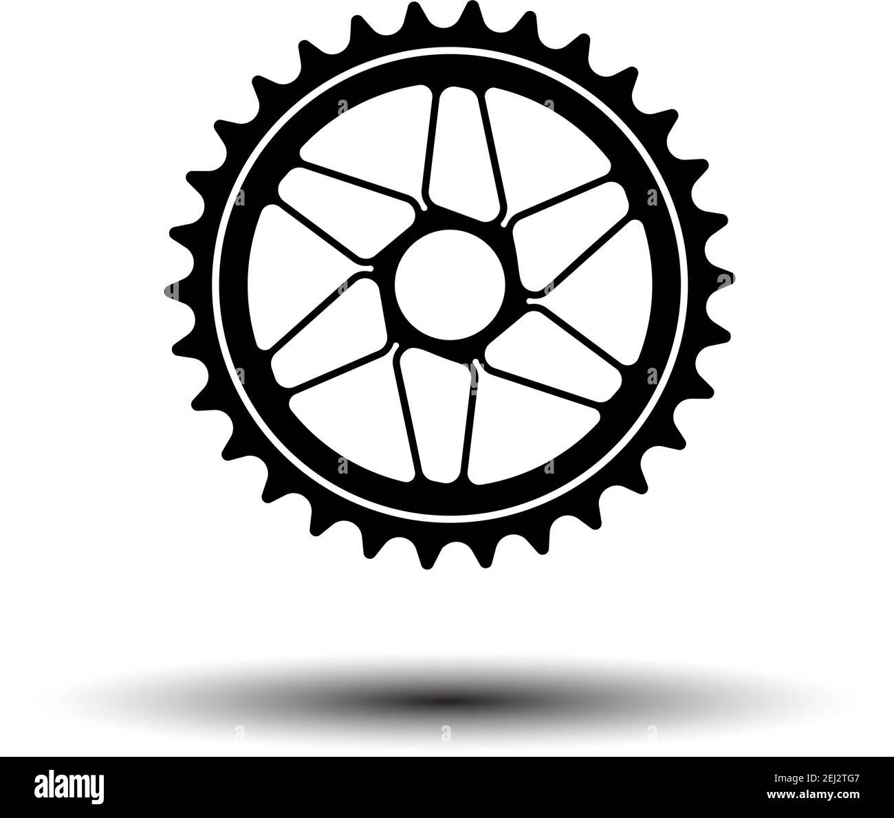 Bike Gear Star Icon. Black on White Background With Shadow. Vector Illustration. Stock Vector