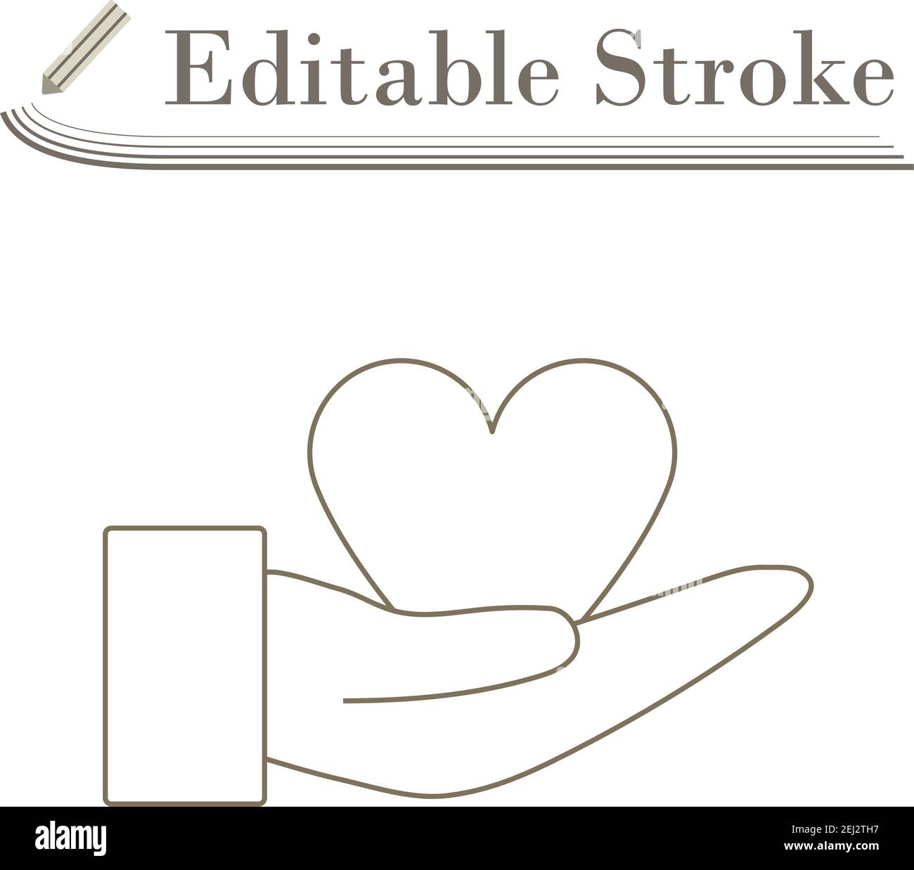 Hand Present Heart Ring Icon. Editable Stroke Simple Design. Vector Illustration. Stock Vector