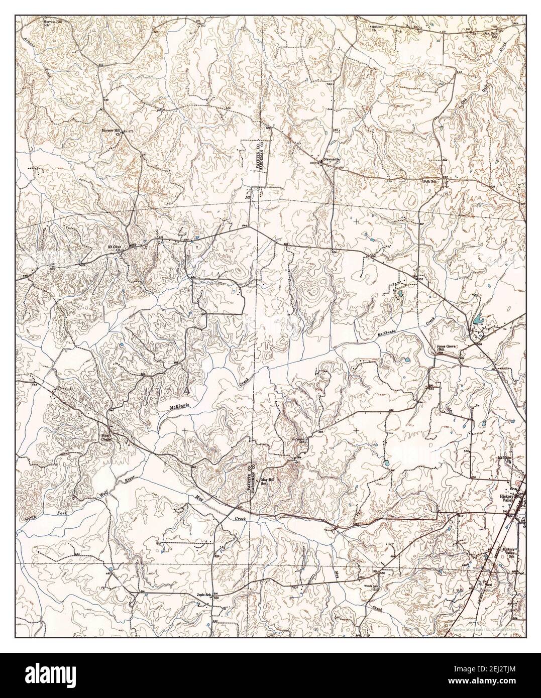 Hickory Valley, Tennessee, map 1951, 124000, United States of America