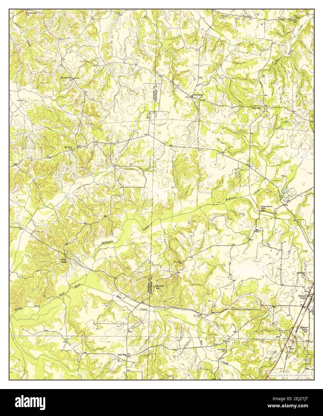 Hickory Valley, Tennessee, map 1951, 124000, United States of America