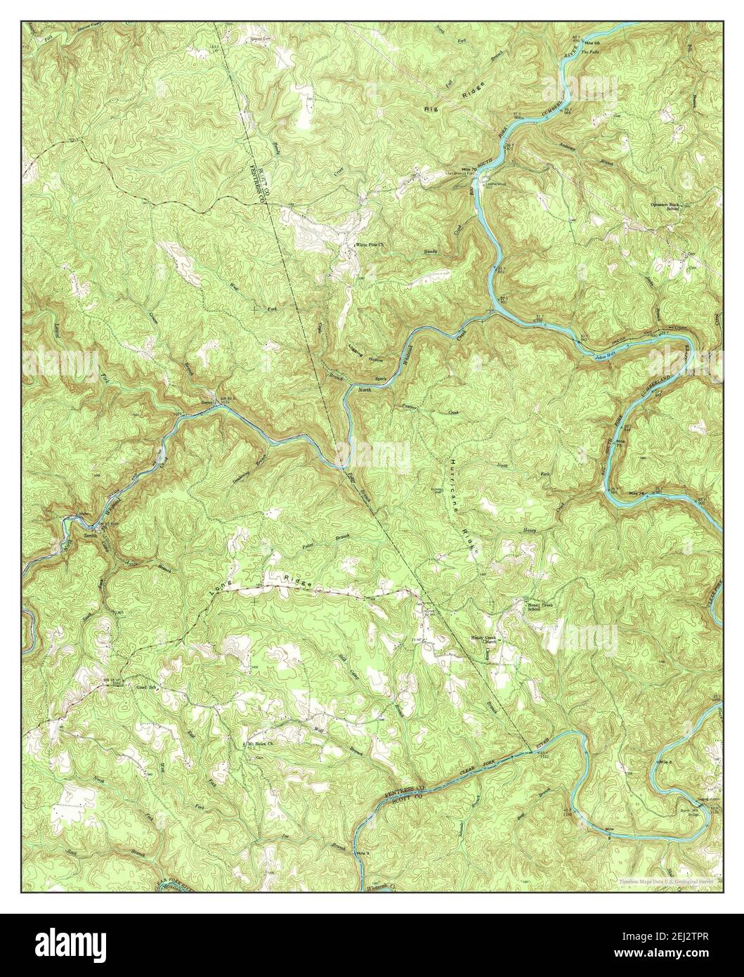Honey Creek, Tennessee, map 1952, 124000, United States of America by