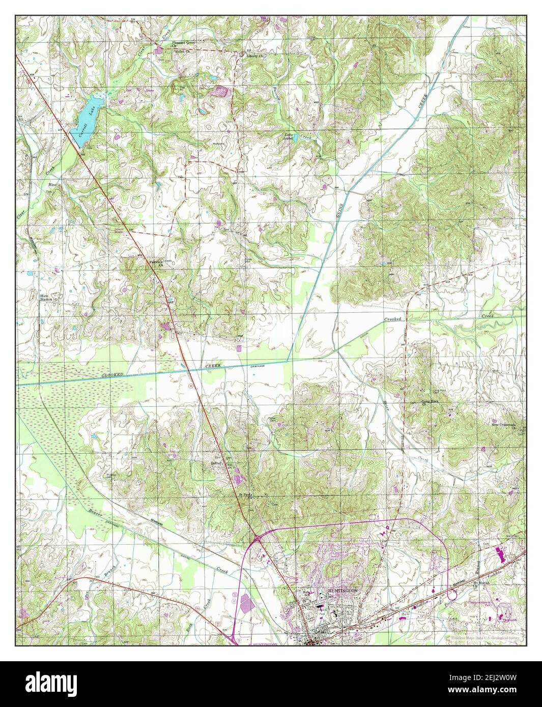 Huntingdon, Tennessee, map 1955, 124000, United States of America by