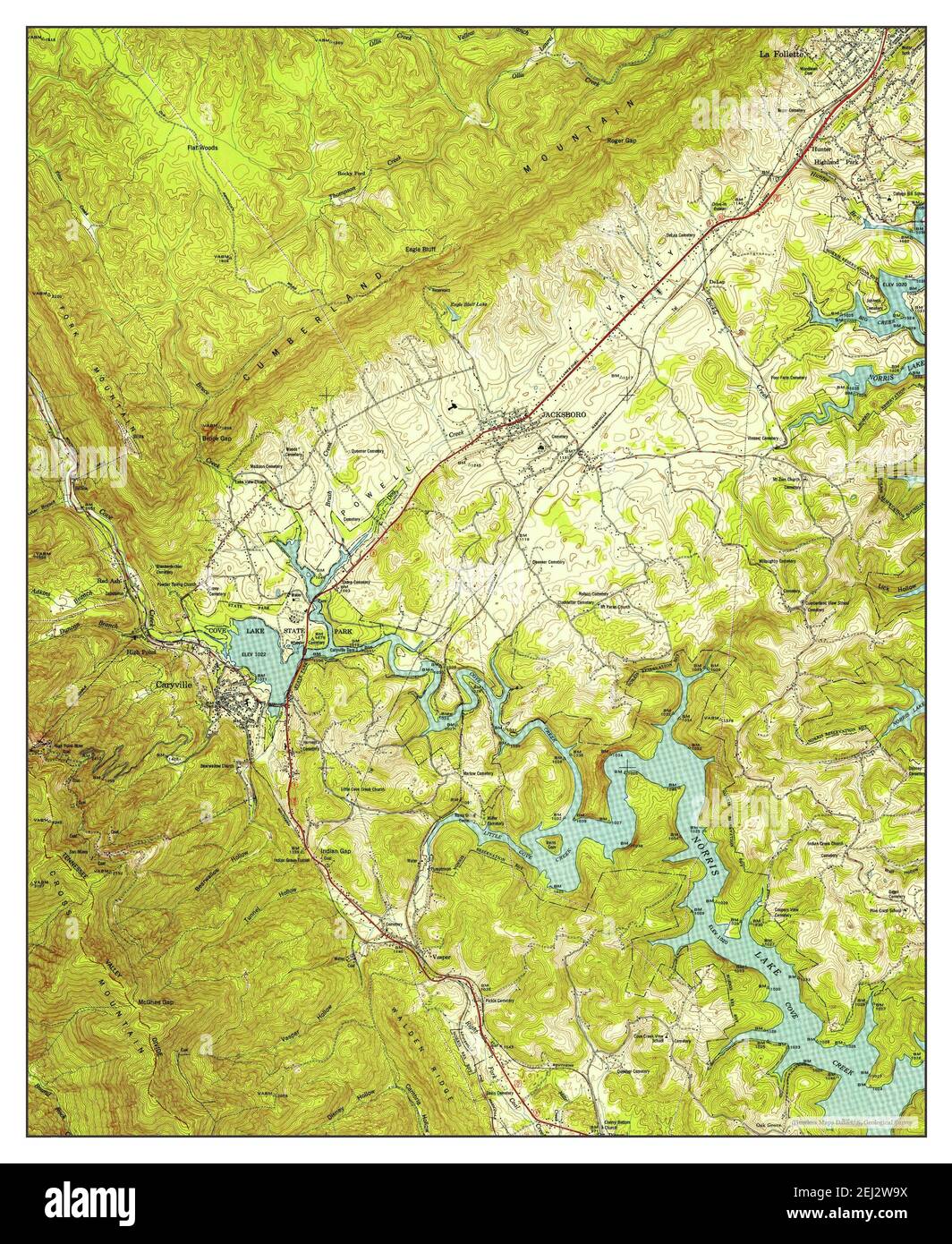 Jacksboro, Tennessee, map 1952, 124000, United States of America by