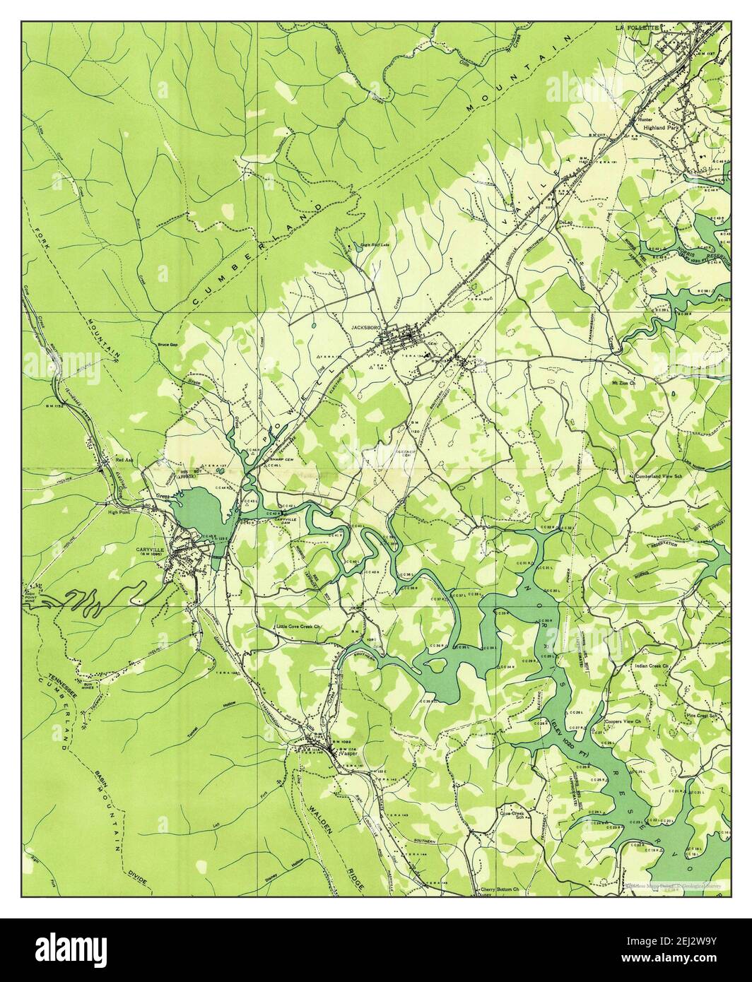 Jacksboro, Tennessee, map 1936, 124000, United States of America by