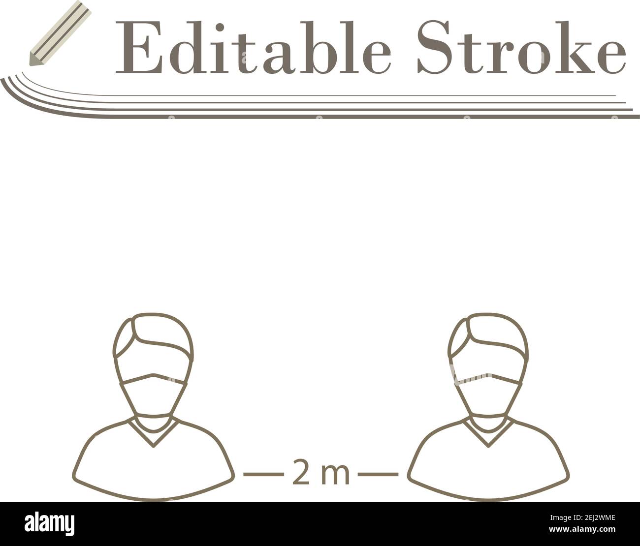Social Distance Icon. Editable Stroke Simple Design. Vector ...