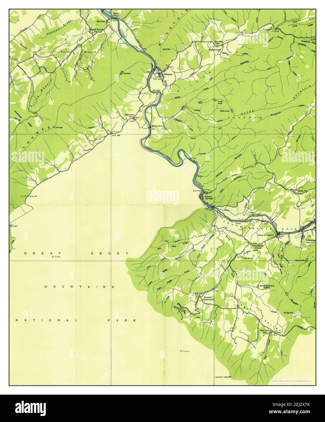 Kinzel Springs, Tennessee, map 1936, 124000, United States of America