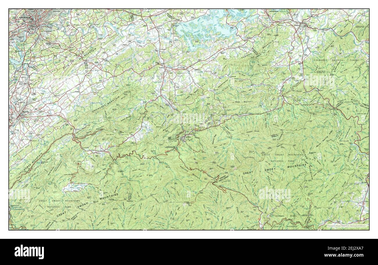 Knoxville, Tennessee, map 1983, 1:100000, United States of America by Timeless Maps, data U.S. Geological Survey Stock Photo