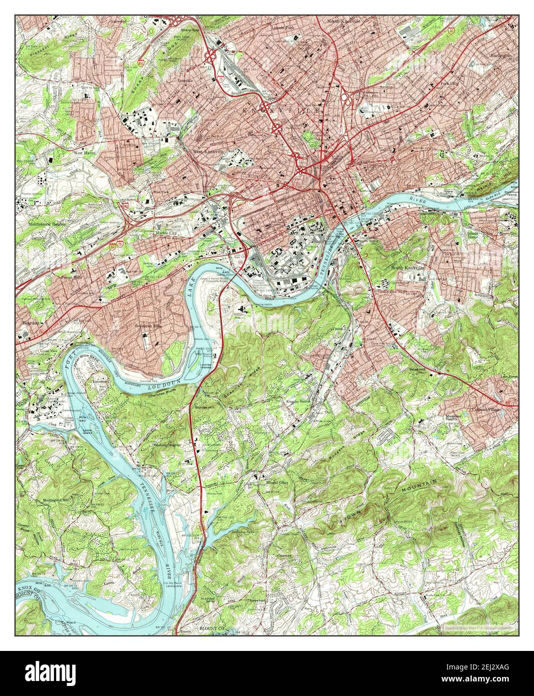 Knoxville, Tennessee, map 1966, 1:24000, United States of America by Timeless Maps, data U.S. Geological Survey Stock Photo
