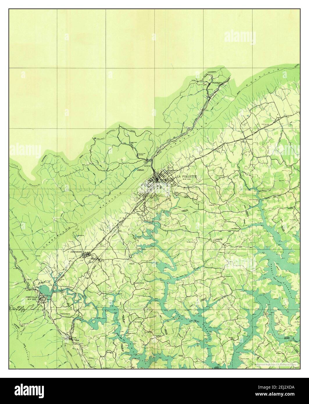 La Follette, Tennessee, map 1936, 148000, United States of America by
