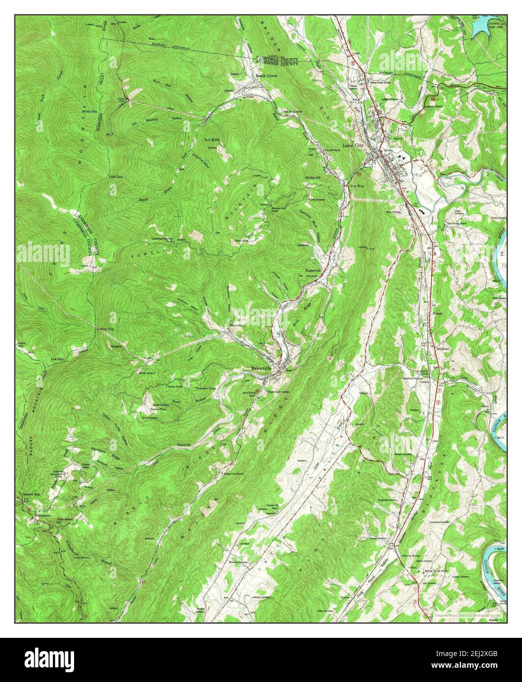 Lake City, Tennessee, map 1952, 124000, United States of America by