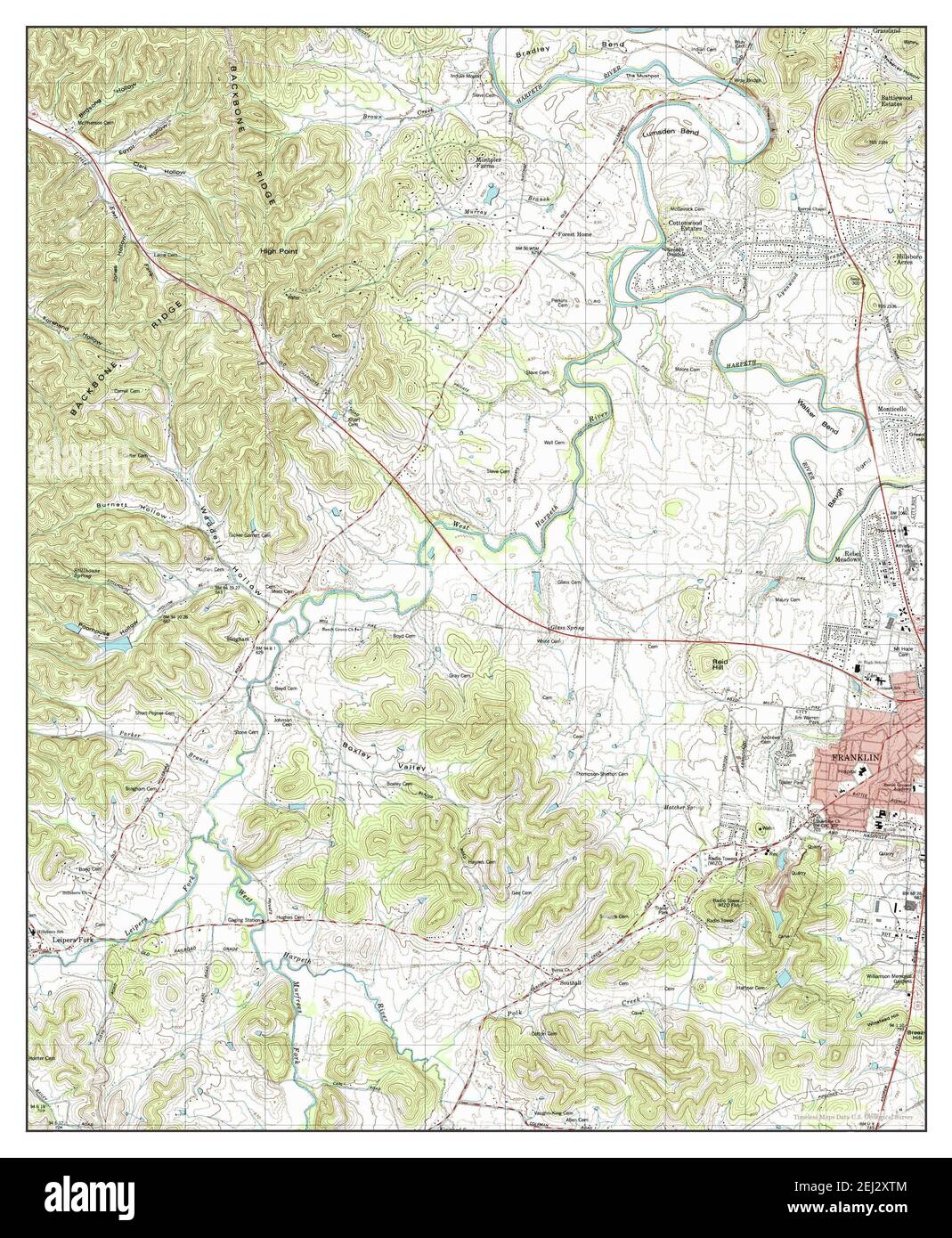 Leipers Fork, Tennessee, map 1981, 1:24000, United States of America by Timeless Maps, data U.S. Geological Survey Stock Photo
