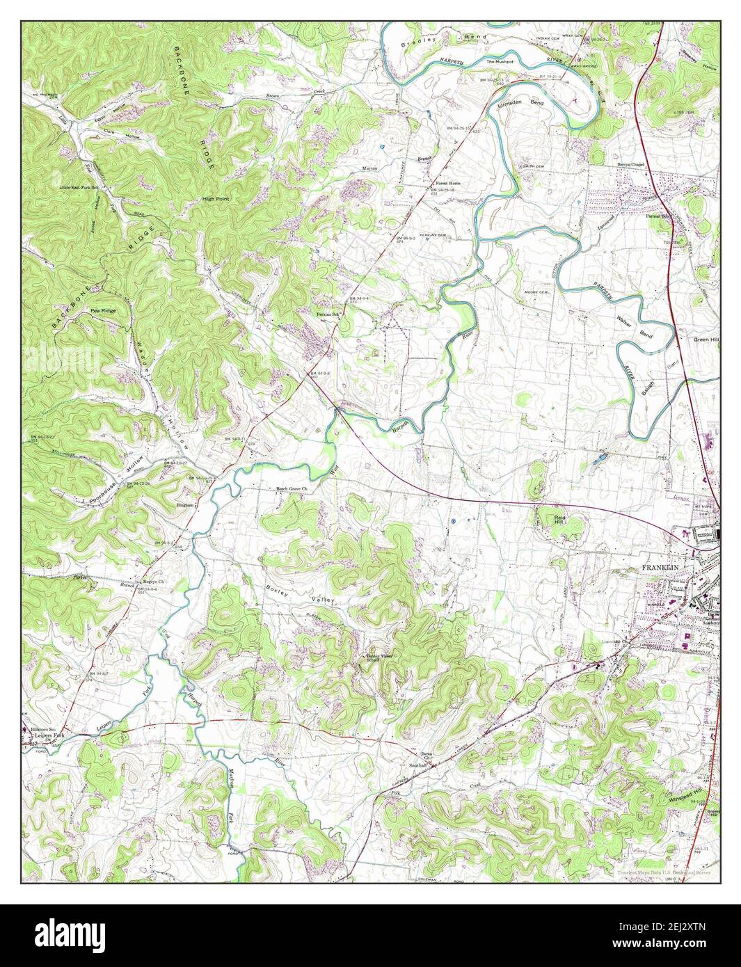 Leipers Fork, Tennessee, map 1946, 1:24000, United States of America by Timeless Maps, data U.S. Geological Survey Stock Photo