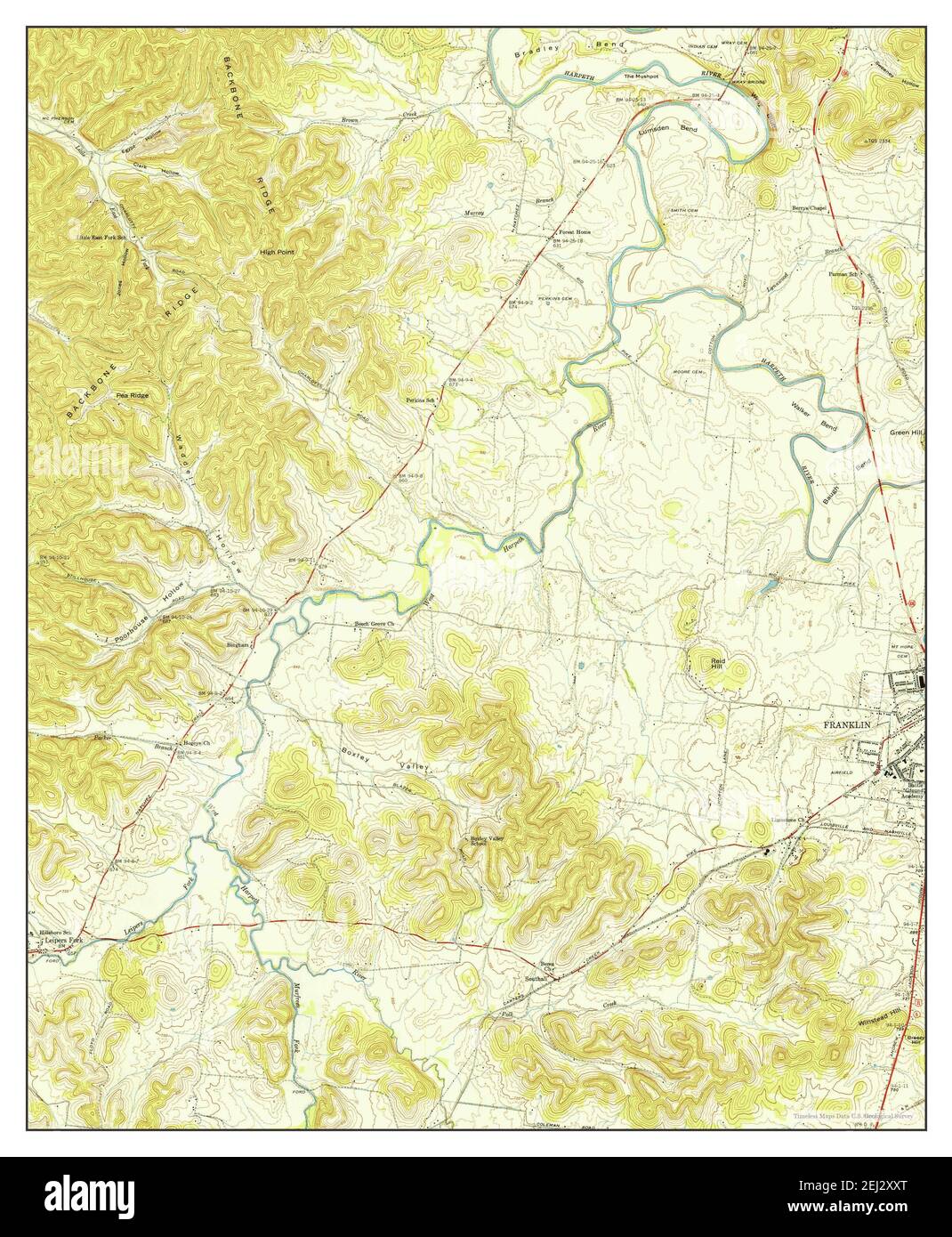 Leipers Fork, Tennessee, map 1949, 1:24000, United States of America by Timeless Maps, data U.S. Geological Survey Stock Photo