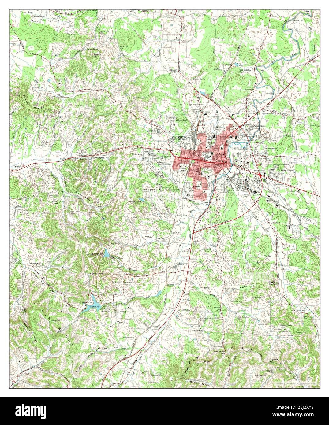 Lewisburg, Tennessee, map 1966, 124000, United States of America by