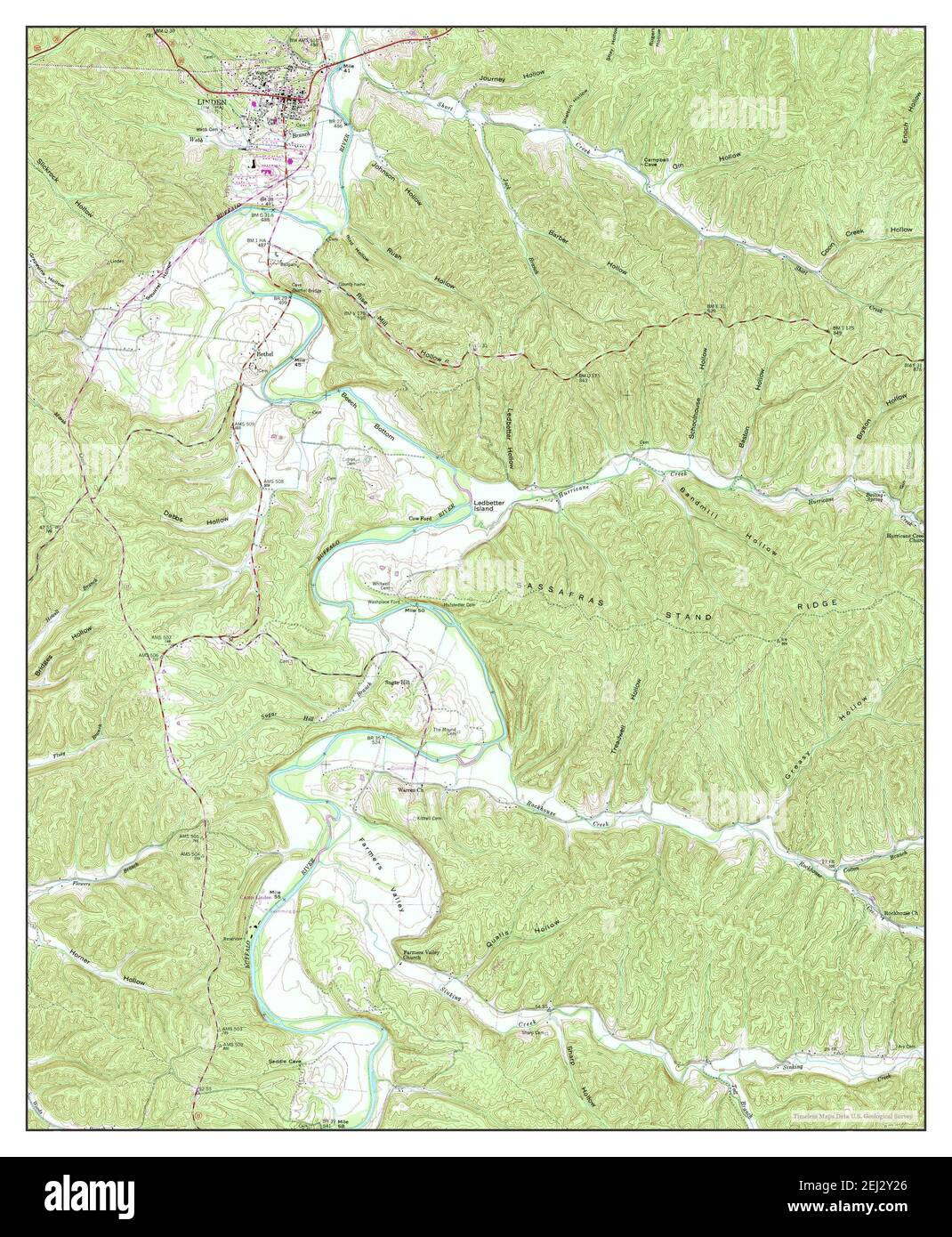 Linden, Tennessee, map 1950, 124000, United States of America by