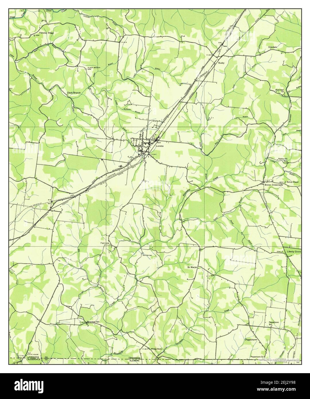 Loretto, Tennessee, map 1936, 124000, United States of America by Timeless Maps, data U.S