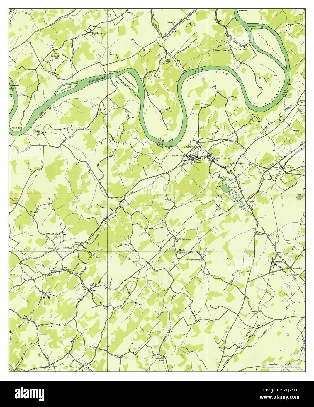 Louisville, Tennessee, map 1936, 124000, United States of America by