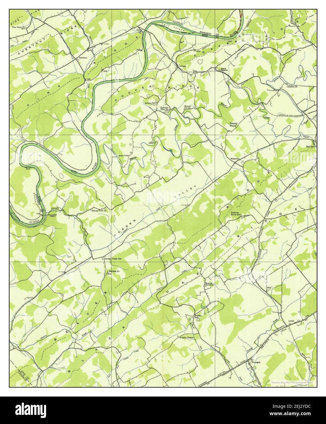 Lovell, Tennessee, map 1935, 1:24000, United States of America by Timeless Maps, data U.S. Geological Survey Stock Photo