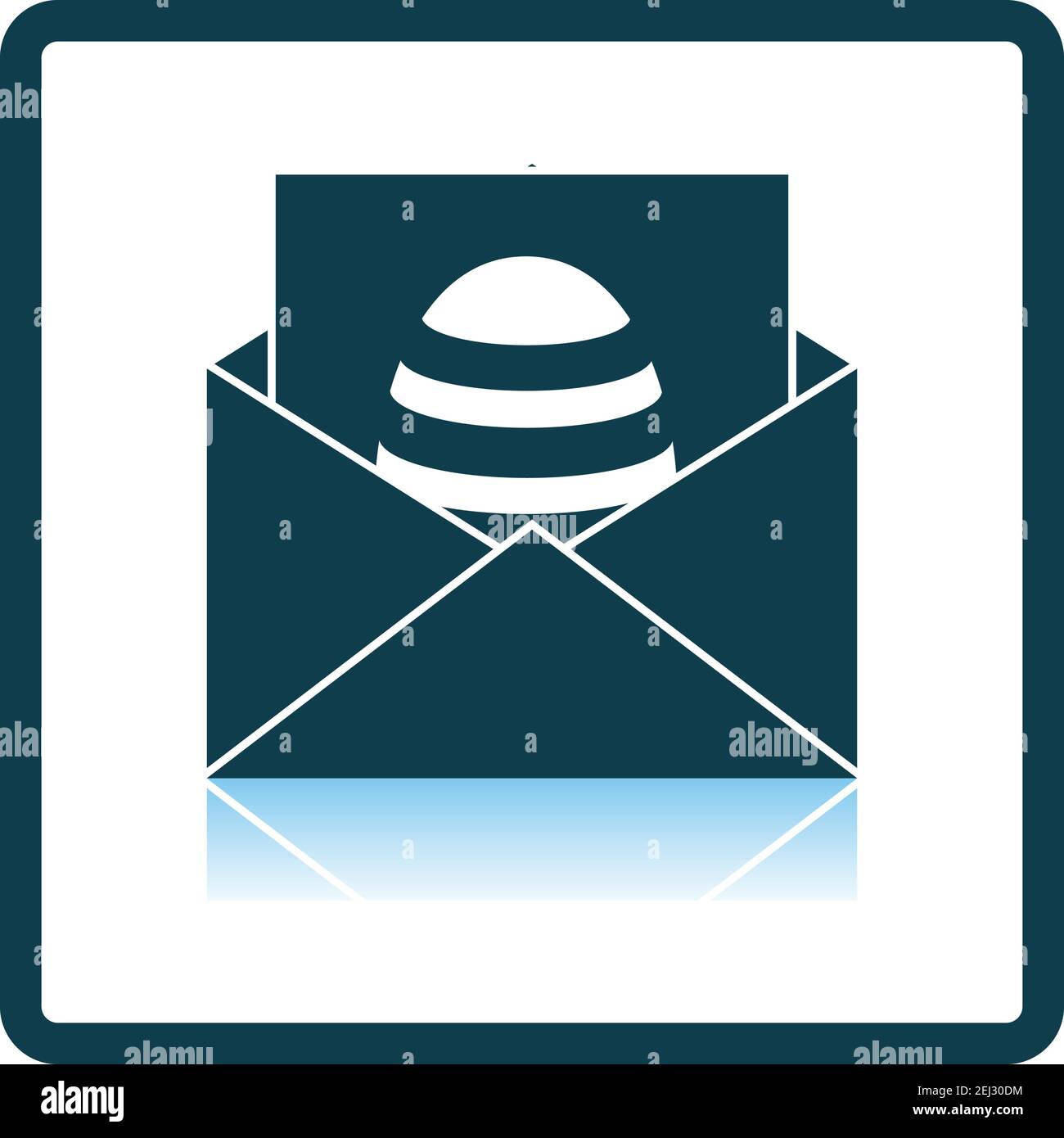 Envelop With Easter Egg Icon. Square Shadow Reflection Design. Vector Illustration. Stock Vector