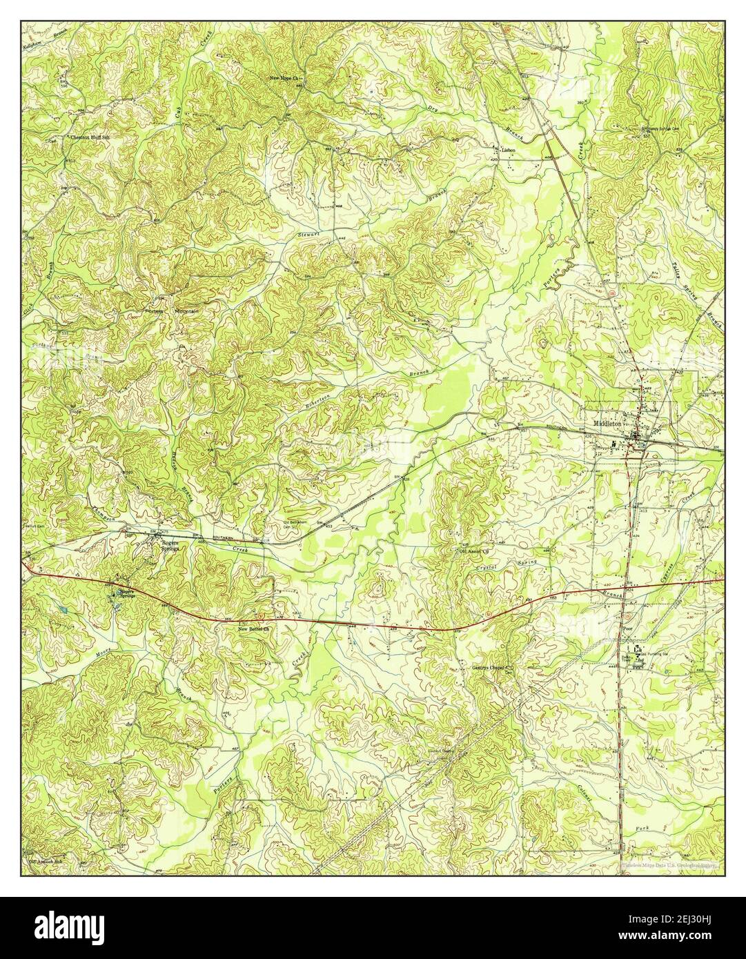 Middleton, Tennessee, map 1951, 124000, United States of America by