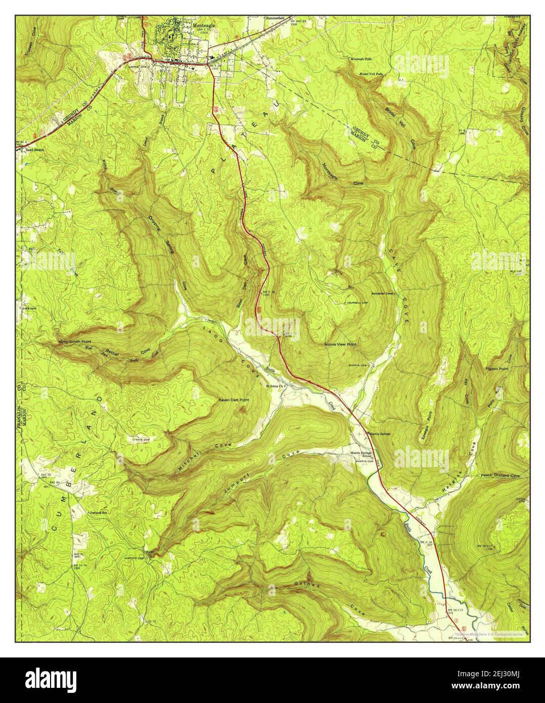 Monteagle, Tennessee, map 1950, 124000, United States of America by