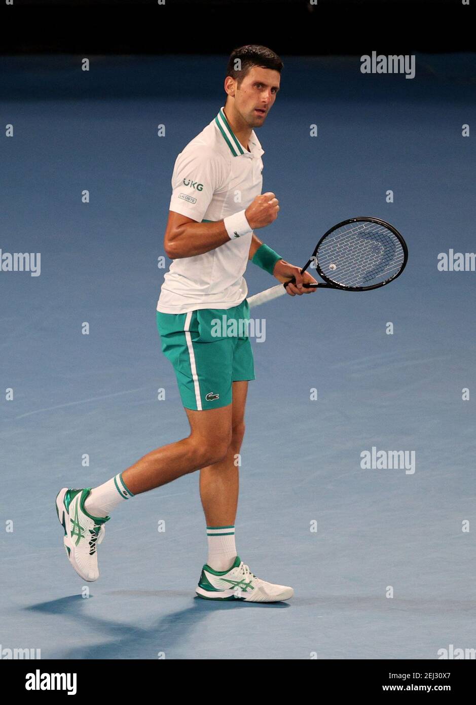 Tennis Australian Open Men S Singles Final Melbourne Park Melbourne Australia February 21 2021 Serbia S Novak Djokovic Reacts During His Final Match Against Russia S Daniil Medvedev Reuters Loren Elliott Stock Photo Alamy
