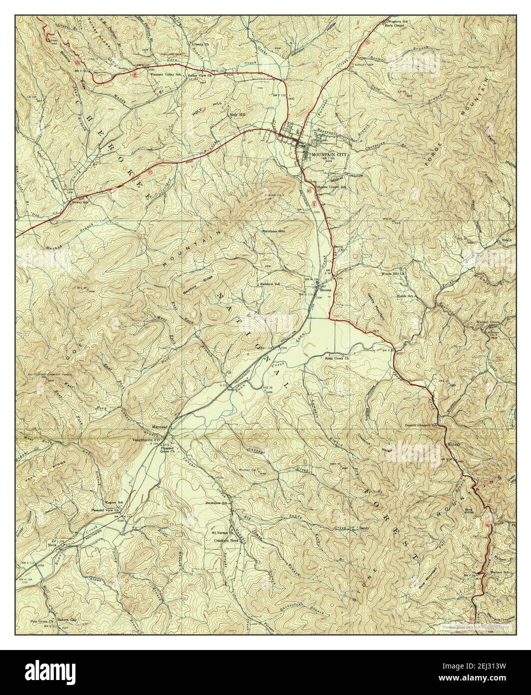Mountain City Tennessee Map Mountain City, Tennessee, Map 1938, 1:24000, United States Of America By  Timeless Maps, Data U.s. Geological Survey Stock Photo - Alamy