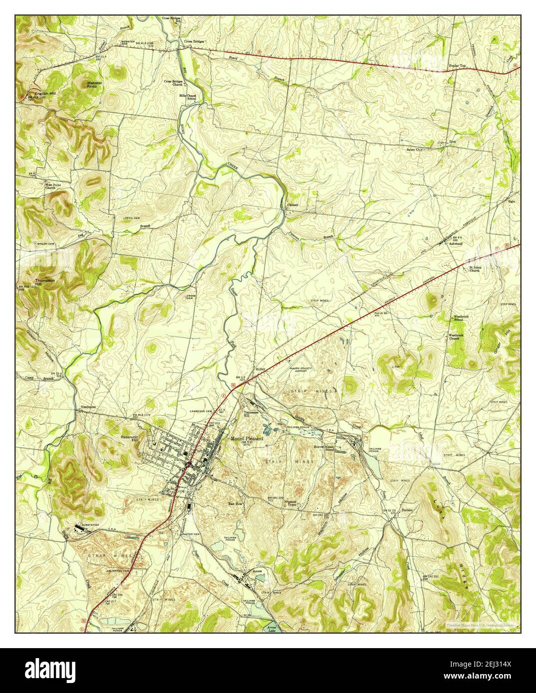 Mount Pleasant, Tennessee, map 1950, 124000, United States of America