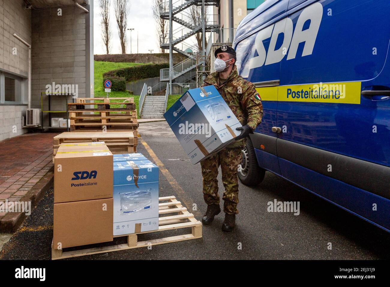 Reportage, Italy. 13th Mar, 2021. 3/13/2021 - Milan, arrival of Astra Zeneca vaccines at San Paolo hospital (Milan - 2021-02-09, Massimo Alberico) ps the photo can be used in compliance with the context in which it was taken, and without the defamatory intent of the decorum of the people represented Editorial Usage Only (Photo by IPA/Sipa USA) Credit: Sipa USA/Alamy Live News Stock Photo