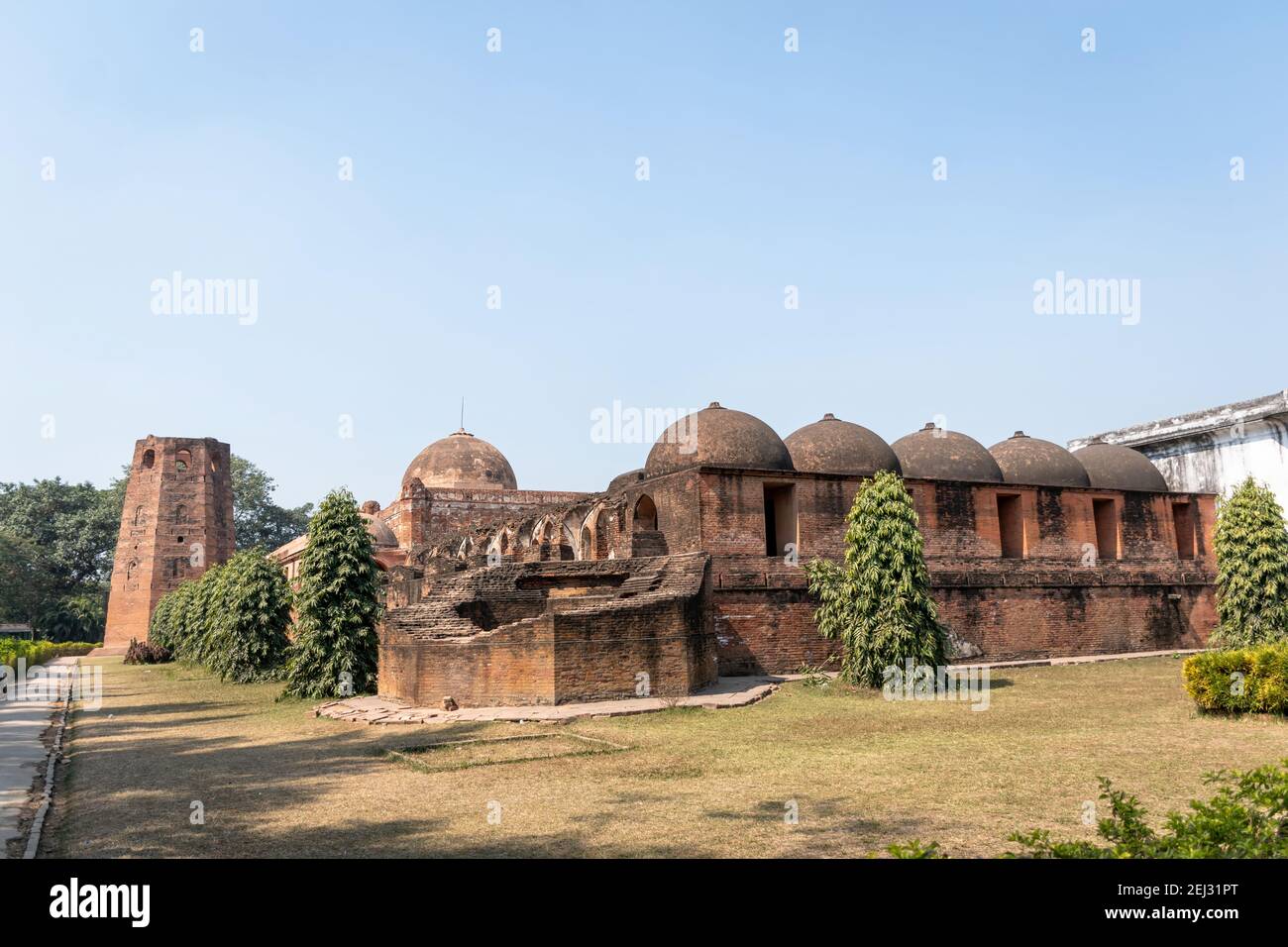 View of Katra Masjid, one of the largest caravanserais in the Indian subcontinent. Located at Barowaritala, Murshidabad, West Bengal, India. Islamic A Stock Photo