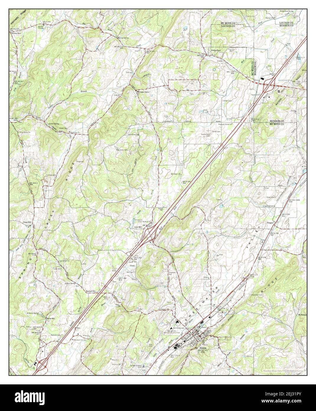 Niota, Tennessee, map 1974, 124000, United States of America by