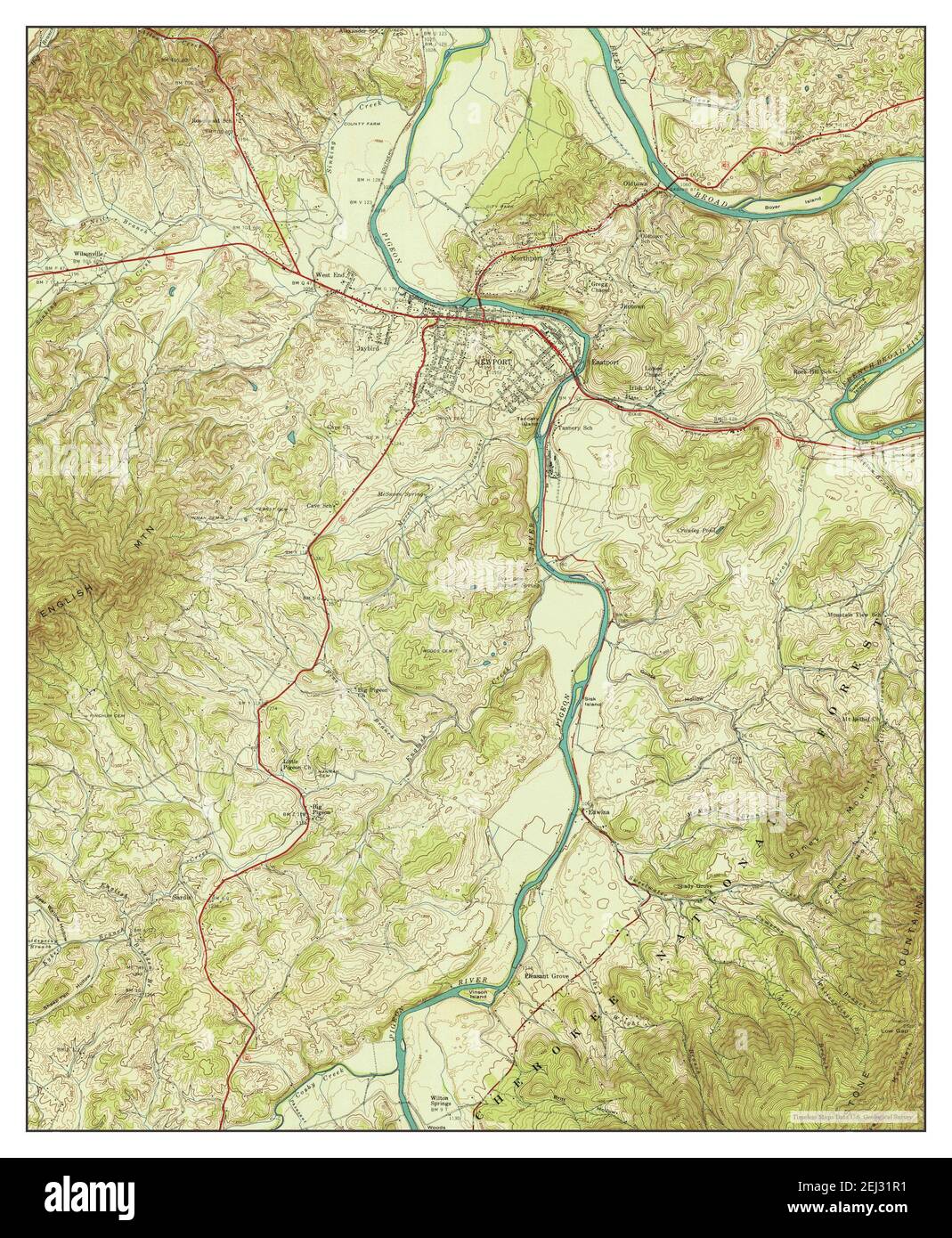 Newport, Tennessee, map 1940, 124000, United States of America by