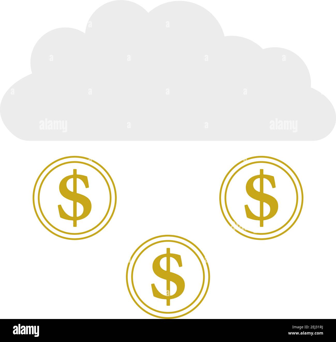 Coins Falling From Cloud Icon. Flat Color Design. Vector Illustration. Stock Vector