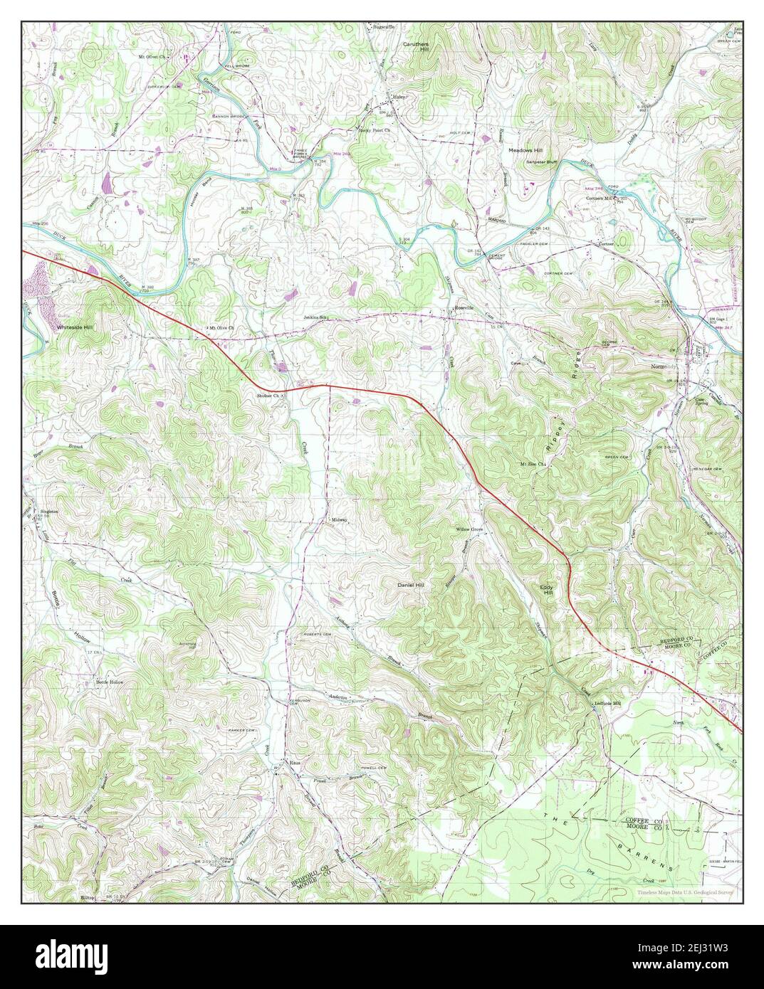 Normandy, Tennessee, map 1947, 1:24000, United States of America by Timeless Maps, data U.S. Geological Survey Stock Photo