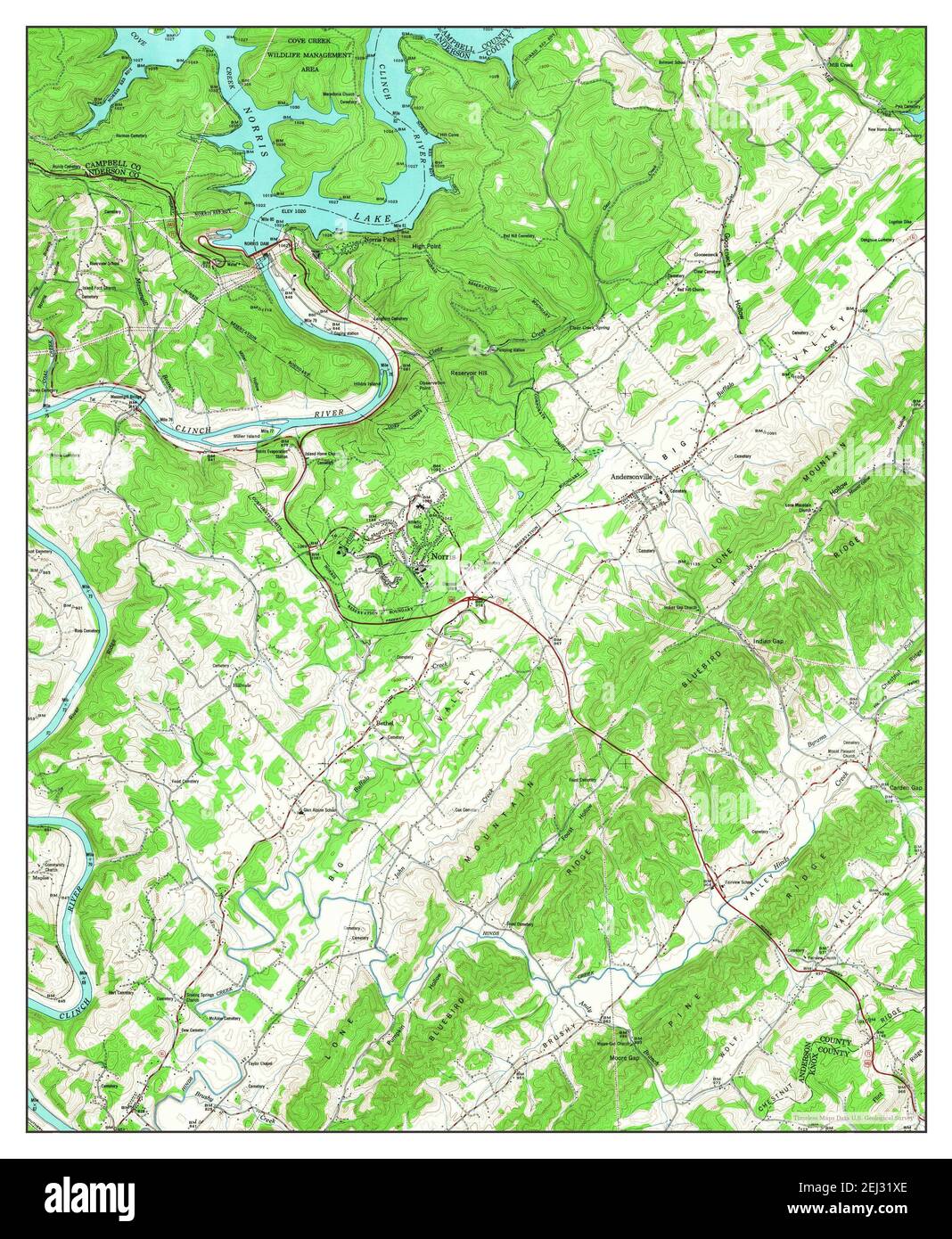 Norris, Tennessee, map 1952, 1:24000, United States of America by Timeless Maps, data U.S. Geological Survey Stock Photo