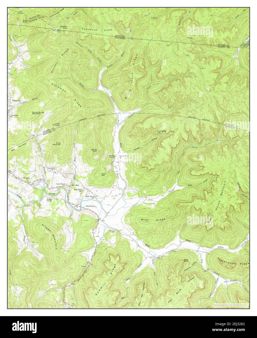 Pall Mall, Tennessee, map 1954, 124000, United States of America by