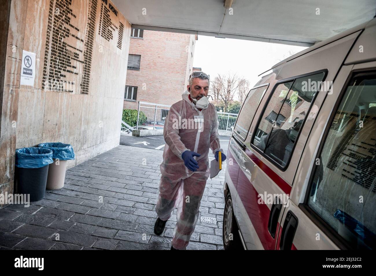 Reportage, Italy. 13th Mar, 2021. 3/13/2021 - Codogno. Corona Virus Covid-19 emergency in Codogno closed shops and people with masks In the photo the closed hospital of Codogno (Codogno - 2020-02-22, Carlo Cozzoli) ps the photo can be used in compliance with the context in which it was taken, and without the defamatory intent of the decorum of the people represented Editorial Usage Only (Photo by IPA/Sipa USA) Credit: Sipa USA/Alamy Live News Stock Photo