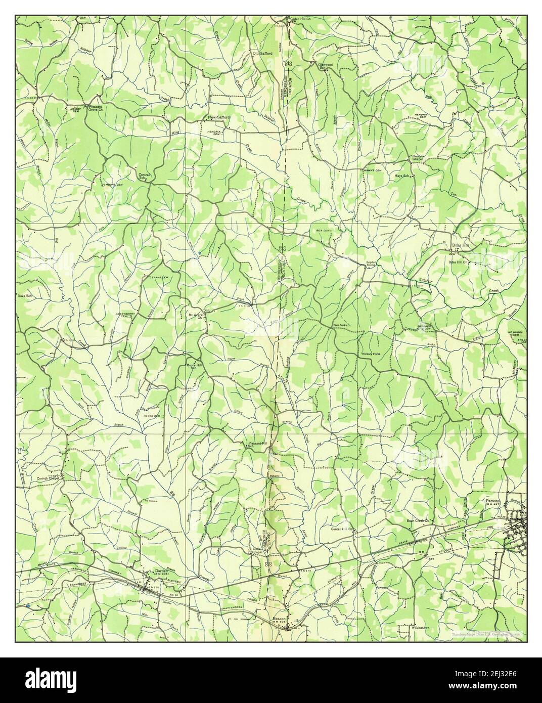 Parsons, Tennessee, map 1936, 124000, United States of America by