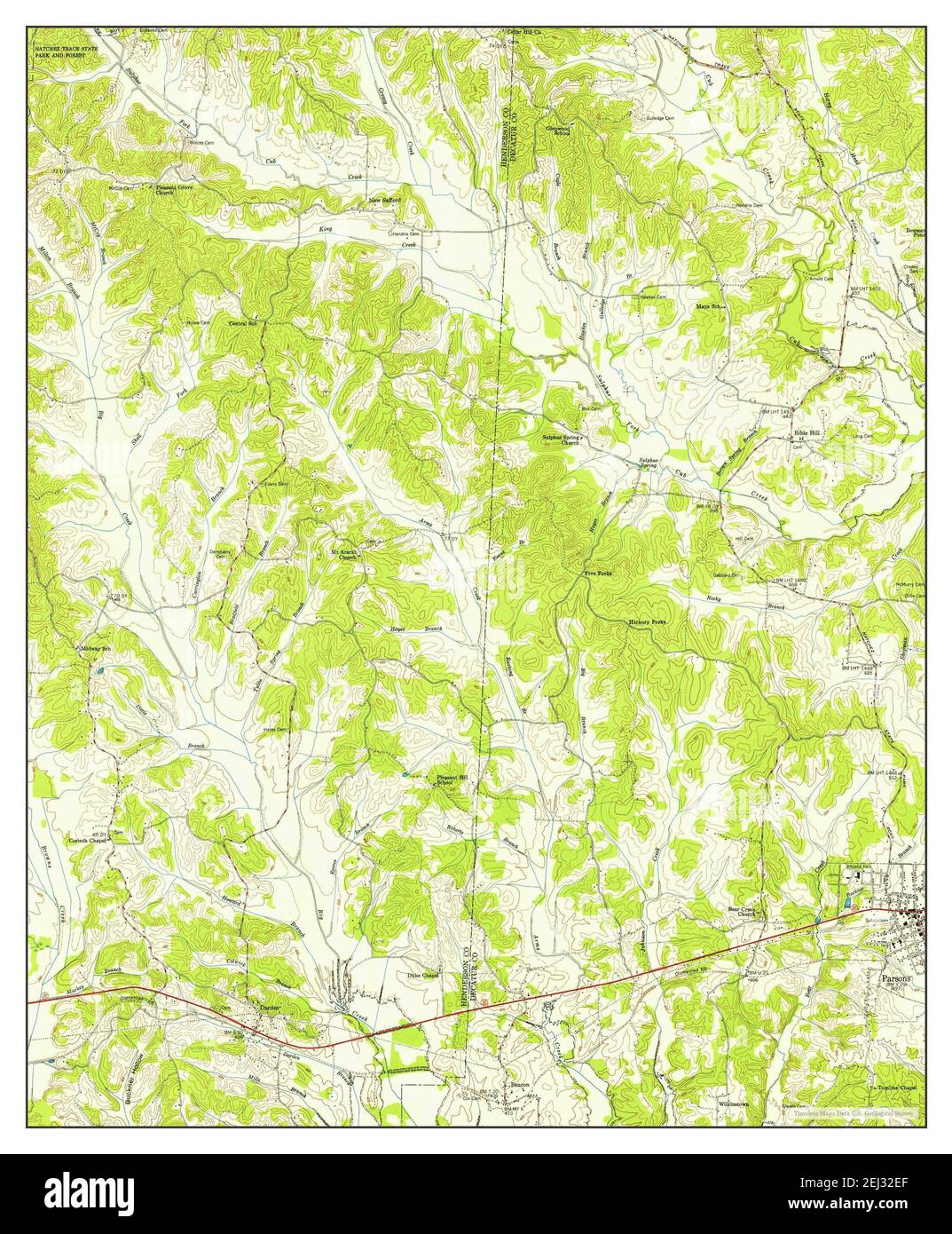 Parsons Tennessee Map