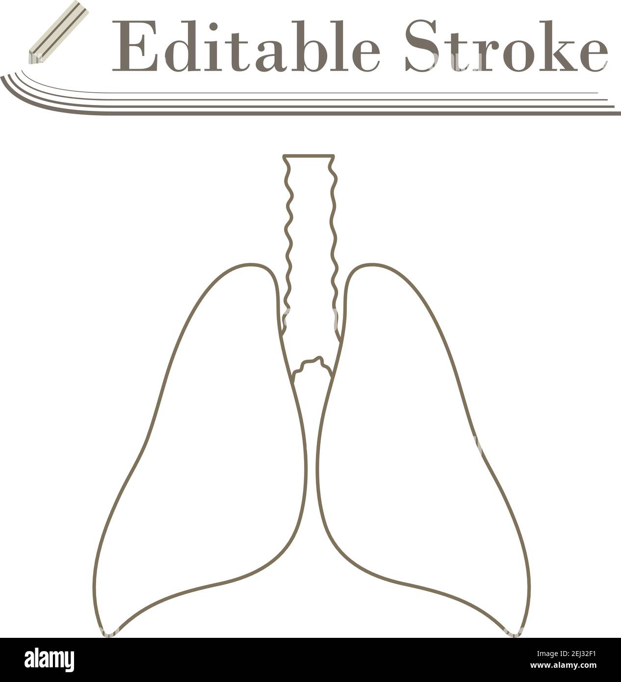 Human Lungs Icon. Editable Stroke Simple Design. Vector Illustration ...